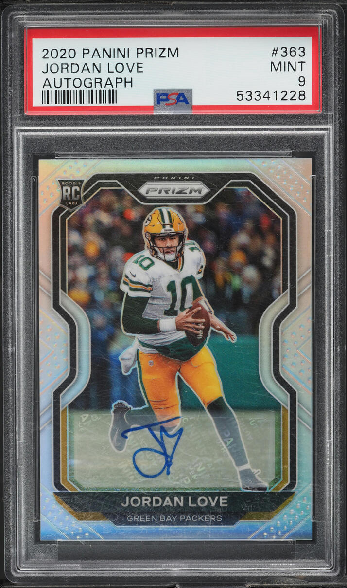 2020 Panini Prizm Silver Jordan Love ROOKIE AUTO #363 PSA 9 MINT