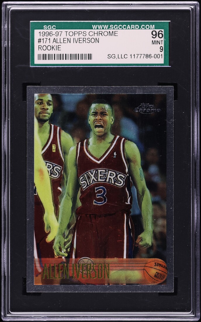 1996 Topps Chrome Allen Iverson ROOKIE #171 SGC 9 MINT