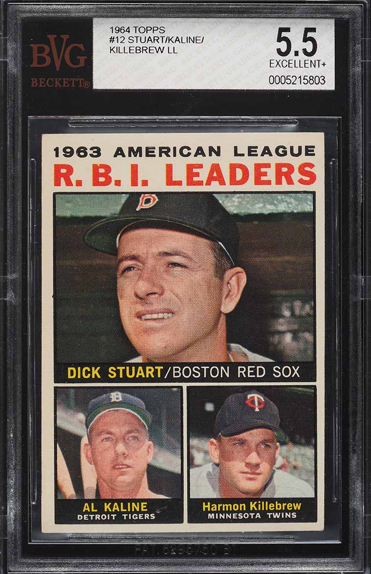 1964 Topps Dick Stuart Al Kaline Harmon Killebrew AL RBI LDRS #12 BVG 5.5 EX+