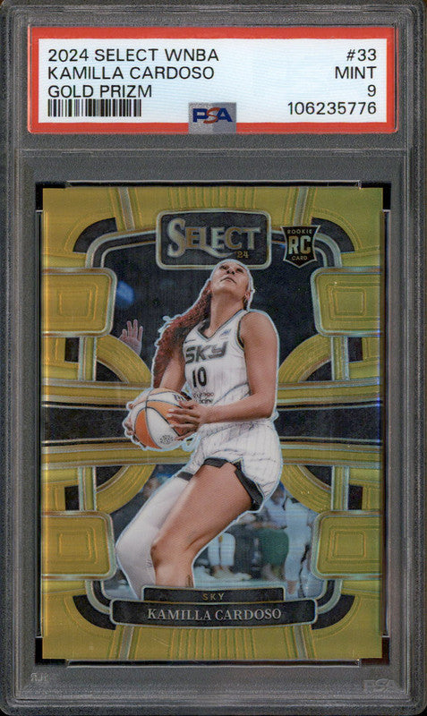 2024 Panini Select WNBA Gold Prizm #33 Kamilla Cardoso RC /10 PSA 9