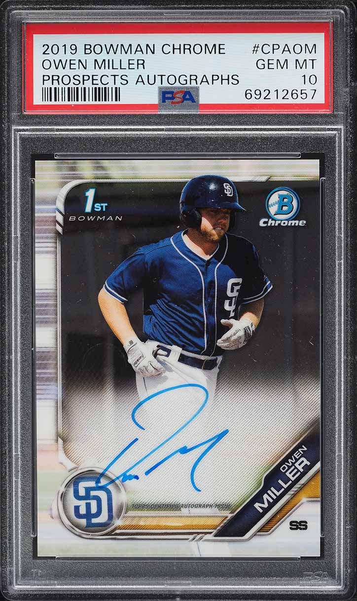 2019 Bowman Chrome Prospects Owen Miller ROOKIE AUTO #CPA-OM PSA 10 GEM MINT