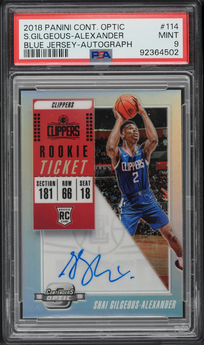 2018 Panini Contenders Optic Shai Gilgeous-Alexander ROOKIE AUTO #114 PSA 9 MINT