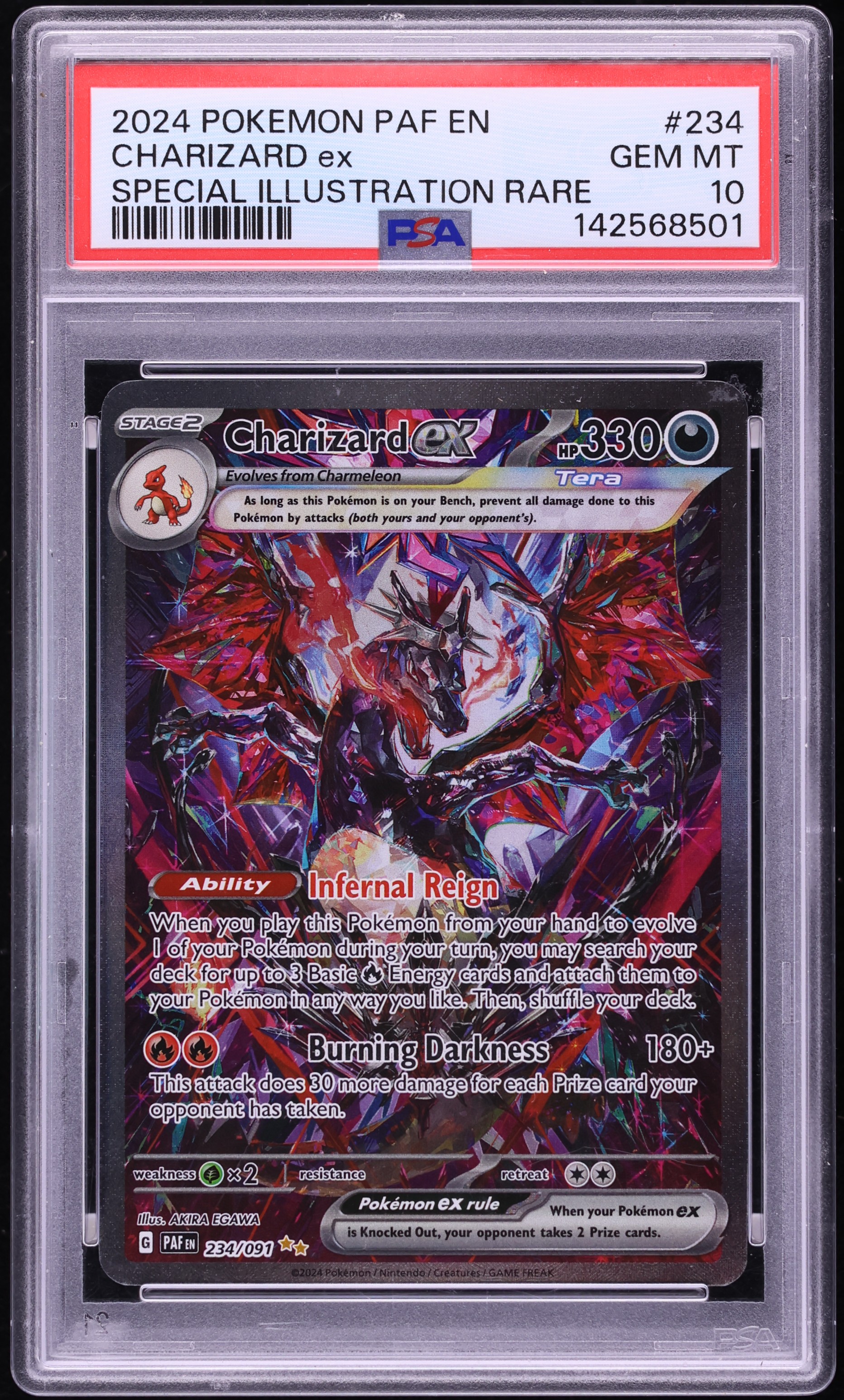 2024 Pokemon Scarlet & Violet Paldean Fates SIR Charizard EX #234 PSA 10 GEM MINT