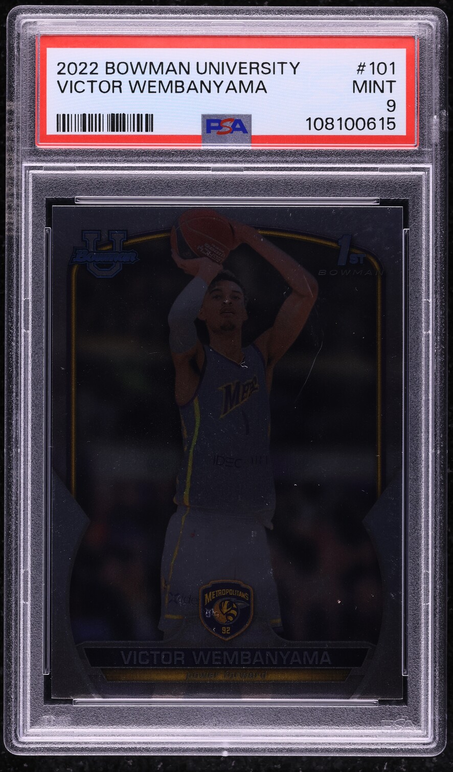 2022 Bowman Chrome University Victor Wembanyama ROOKIE #101 PSA 9 MINT