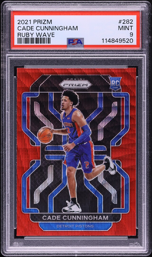 2021 Panini Prizm Ruby Wave Cade Cunningham ROOKIE #282 PSA 9 MINT
