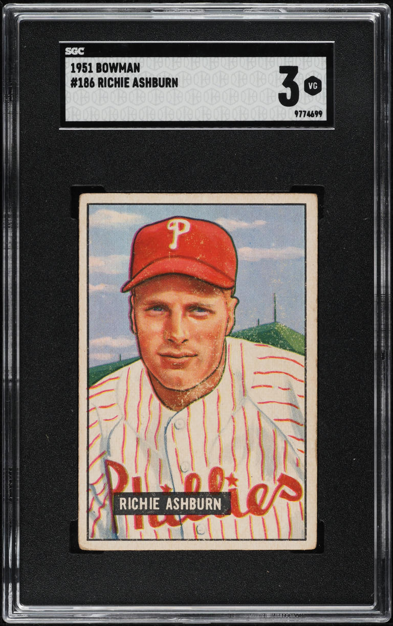 1951 Bowman Richie Ashburn #186 SGC 3 VG