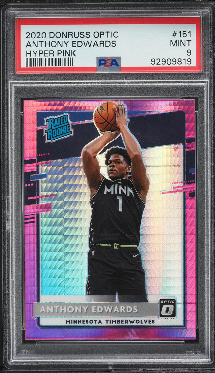 2020 Donruss Optic Hyper Pink Anthony Edwards ROOKIE #151 PSA 9 MINT