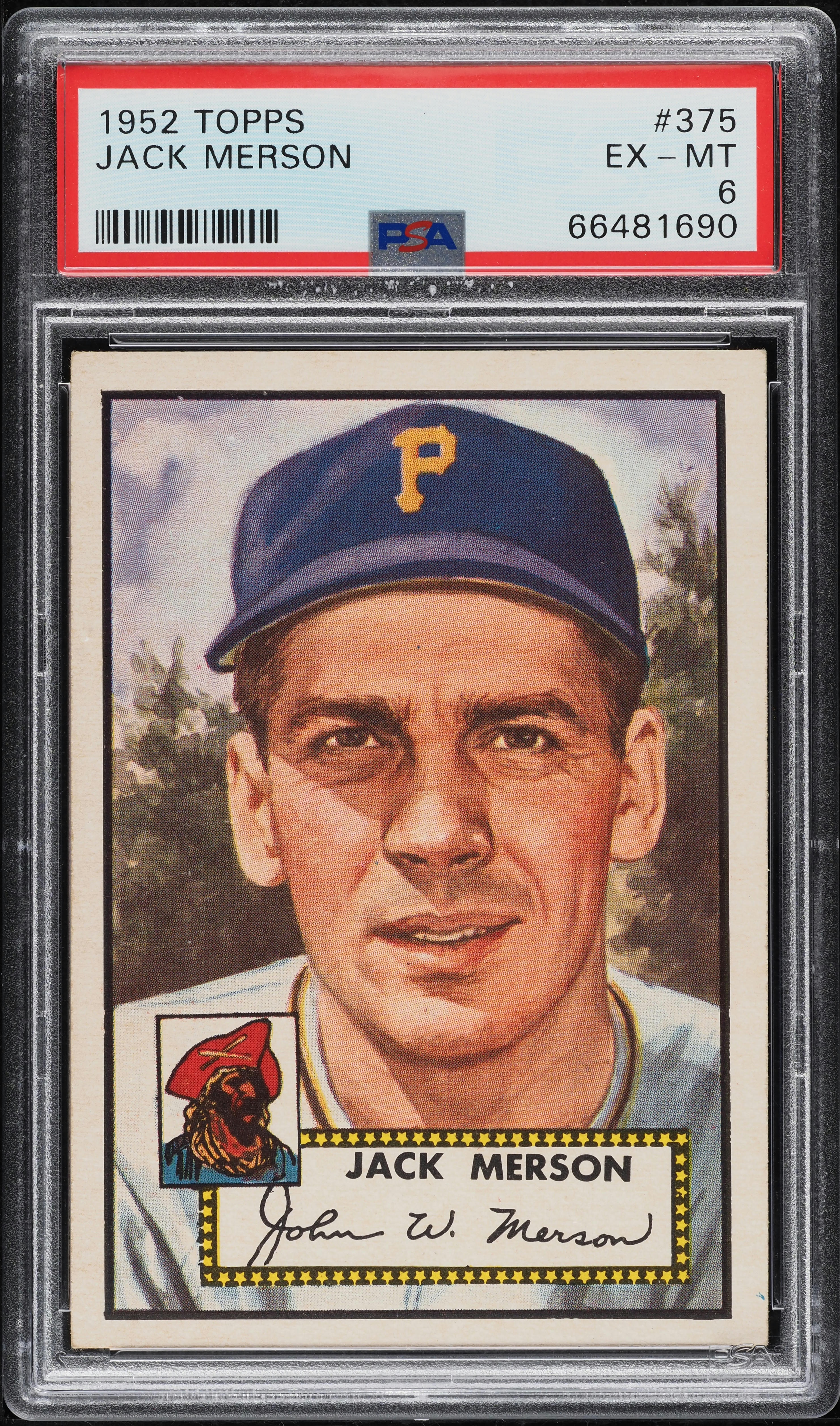 1952 Topps Jack Merson #375 PSA 6 EXMT