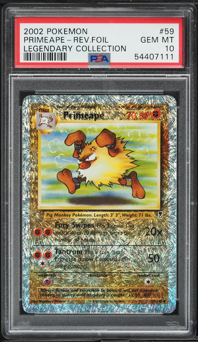 2002 Pokemon Legendary Collection Reverse Holo Primeape #59 PSA 10 GEM MINT