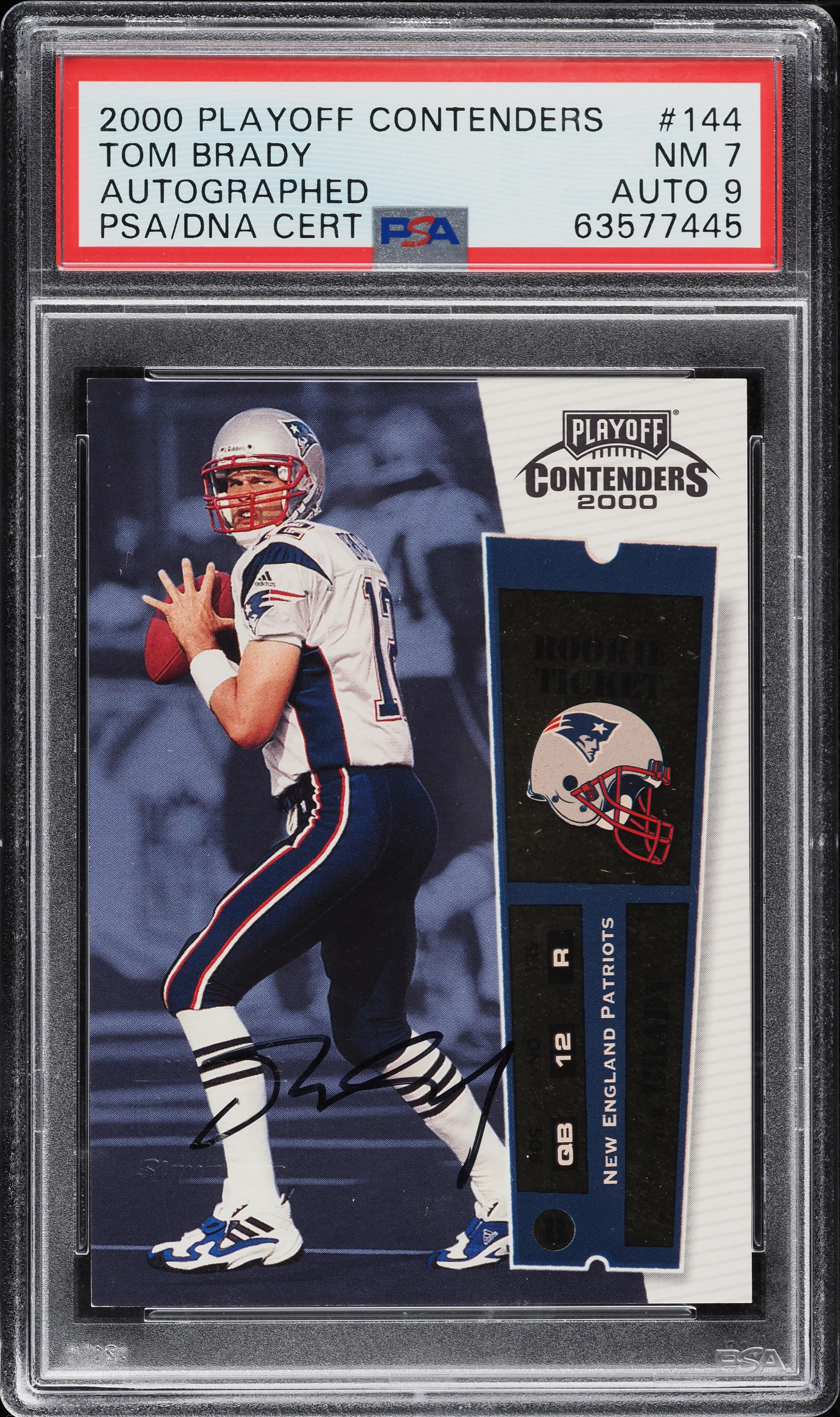 2000 Playoff Contenders Tom Brady ROOKIE AUTO DNA 9 #144 PSA 7