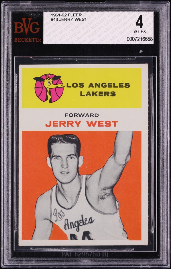 1961 Fleer Basketball Jerry West ROOKIE #43 BVG 4 VGEX