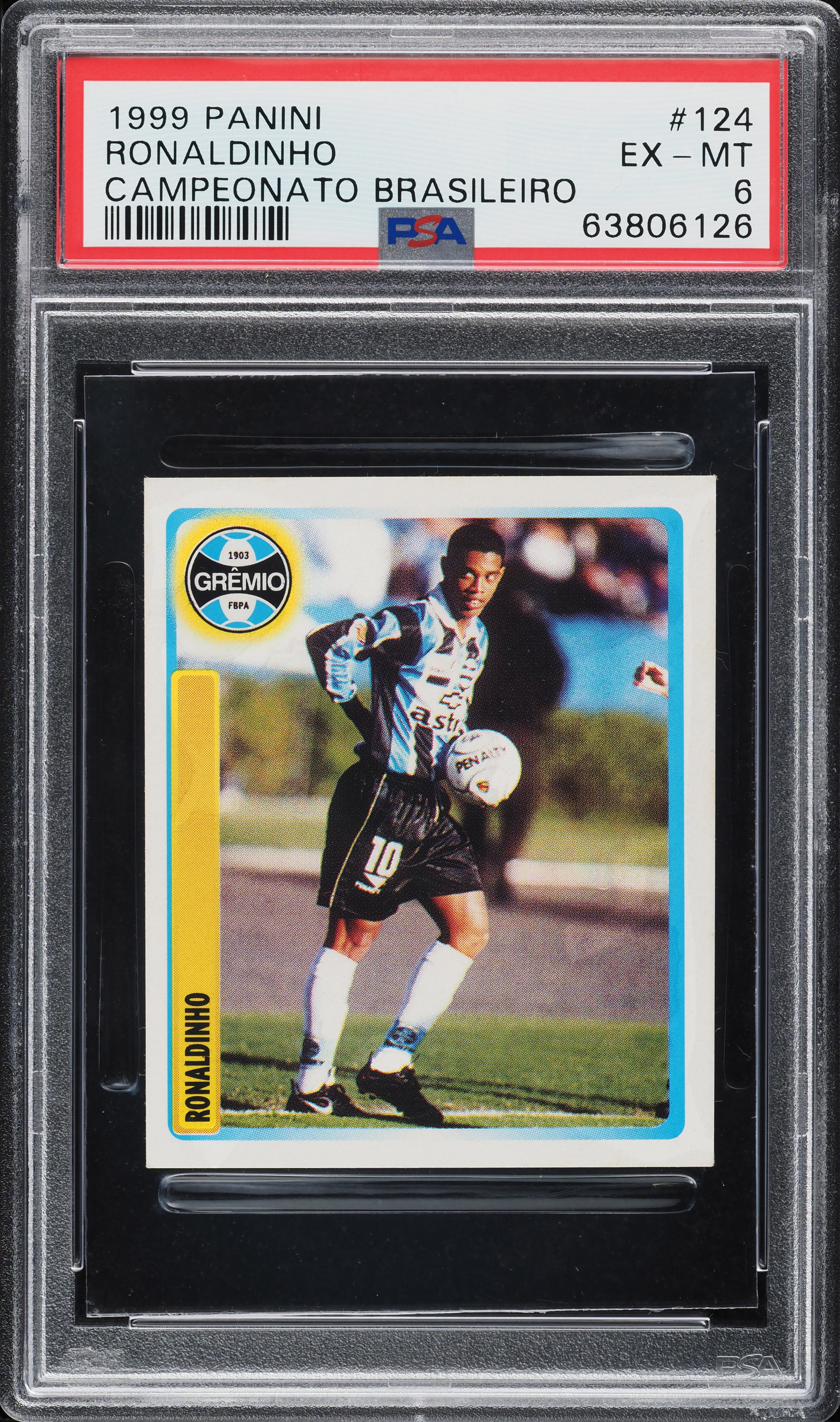 1999 Panini Campeonato Brasileiro Ronaldinho ROOKIE #124 PSA 6 EXMT