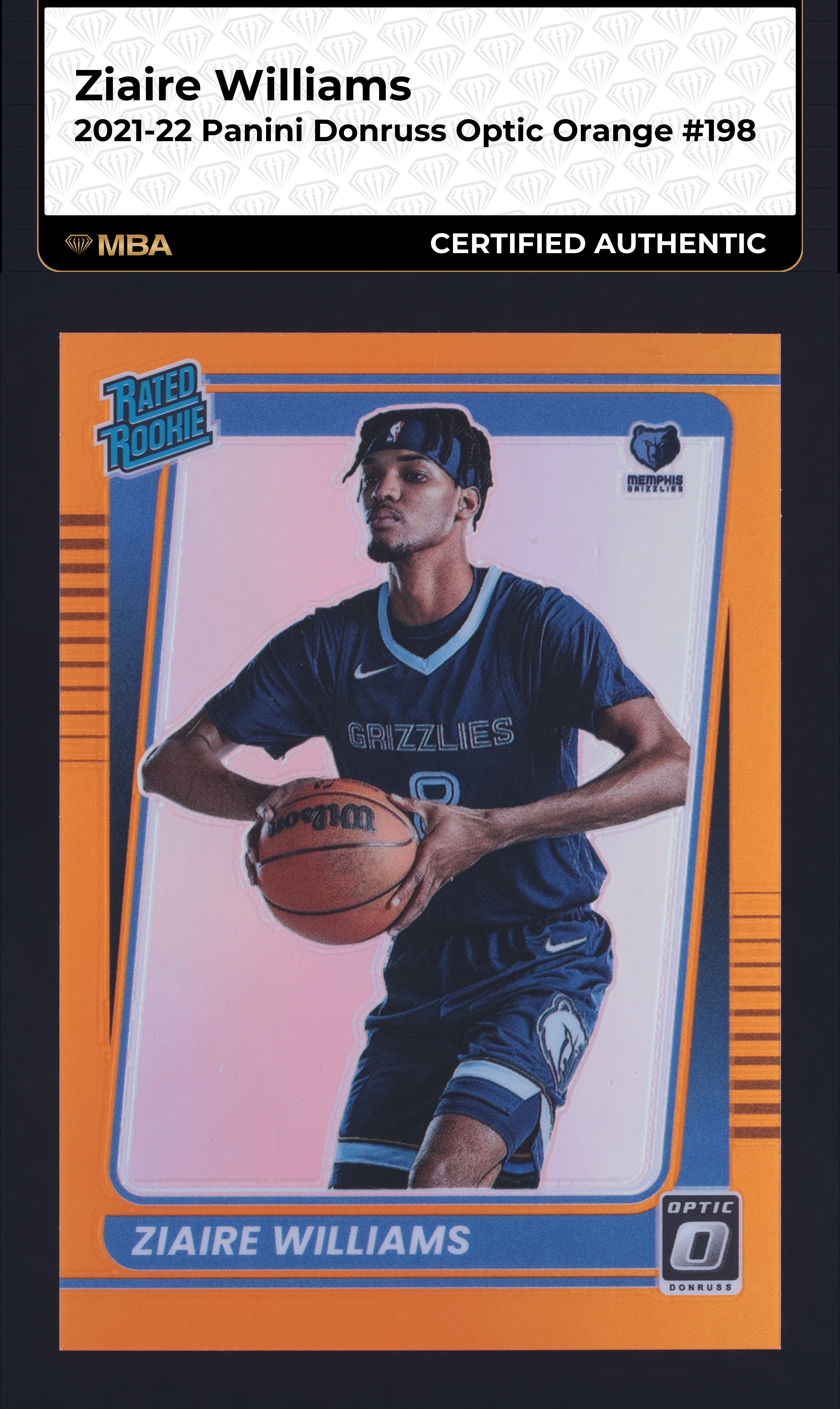 2021 Donruss Optic Orange Ziaire Williams ROOKIE /199 #198 MBA AUTH