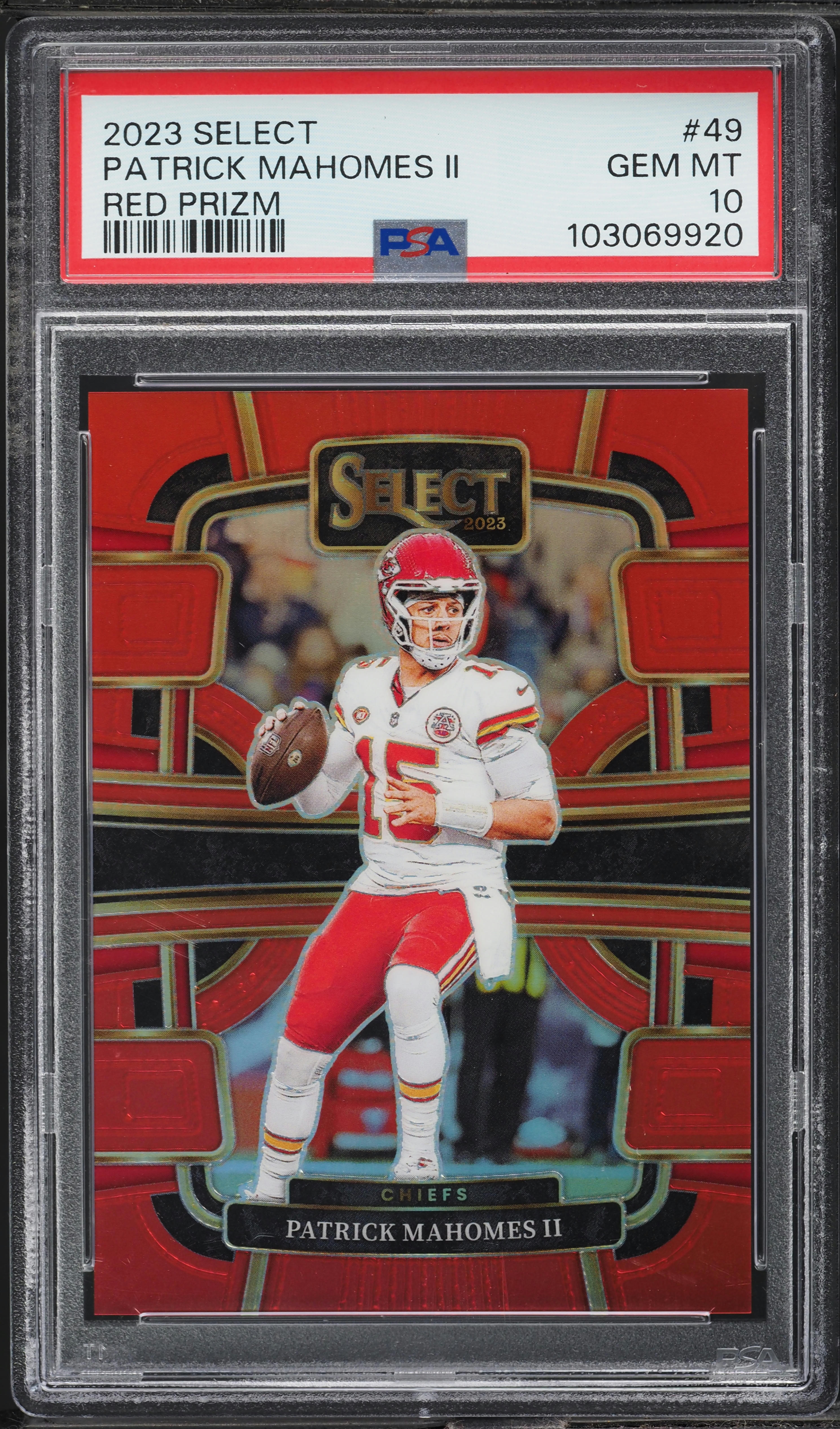 2023 Panini Select Red Prizm Patrick Mahomes II /99 #49 PSA 10 GEM MINT