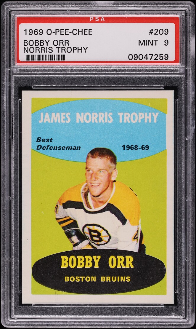 1969 O-Pee-Chee Hockey Bobby Orr NORRIS TROPHY #209 PSA 9 MINT