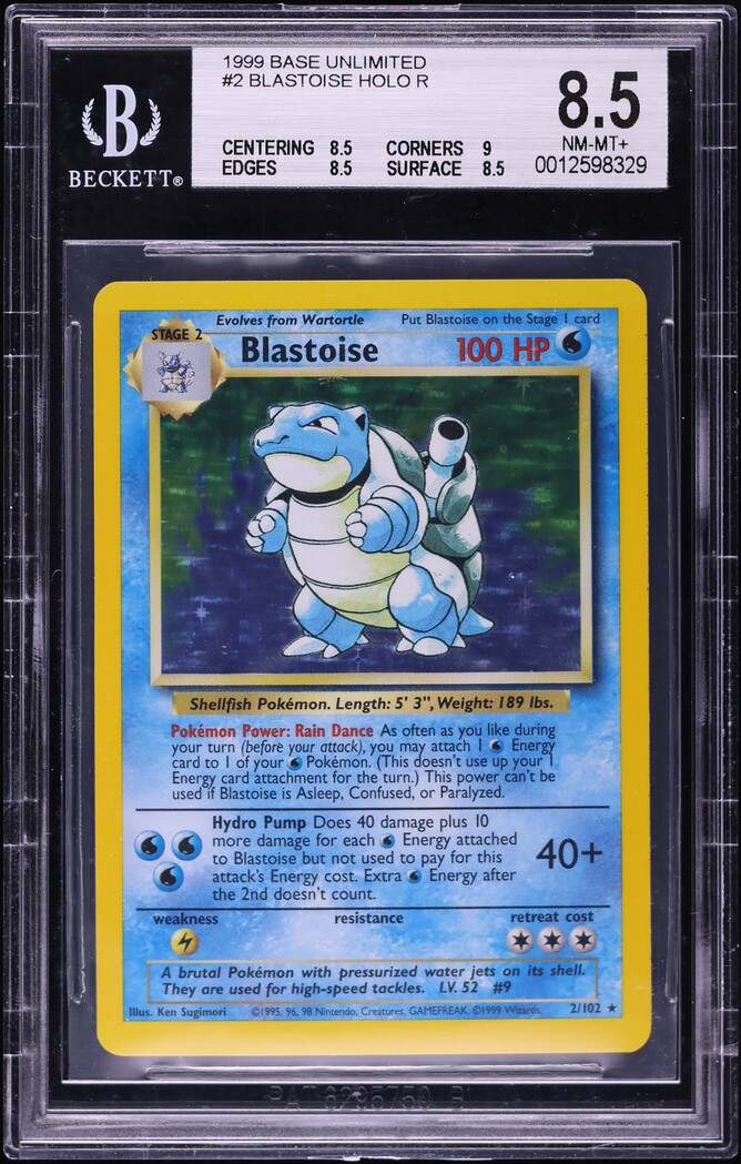 1999 Pokemon Base Set Holo Blastoise #2 BGS 8.5 NM-MT+