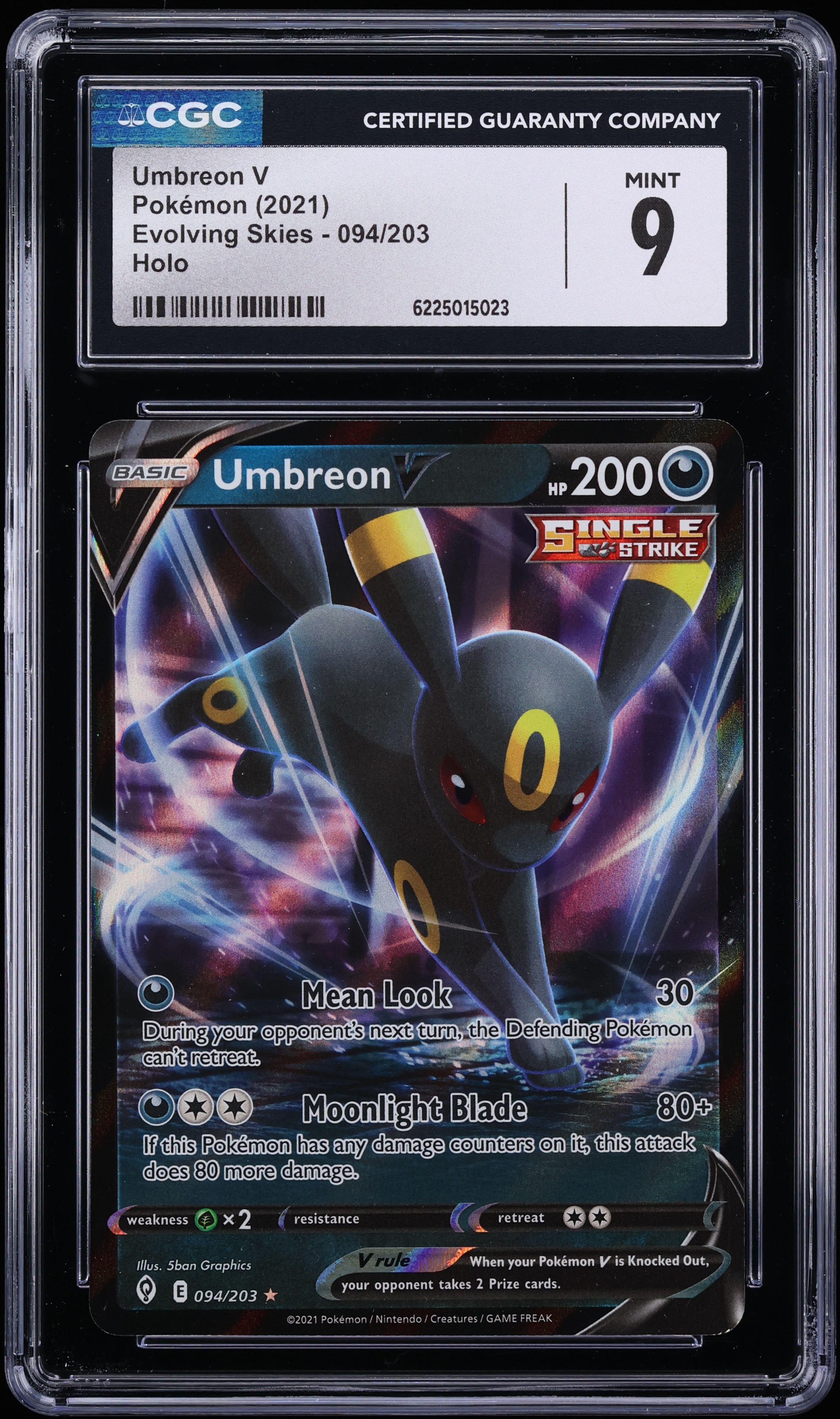 2021 Pokemon Sword & Shield Evolving Skies Holo Umbreon V #94 CGC 9 MINT