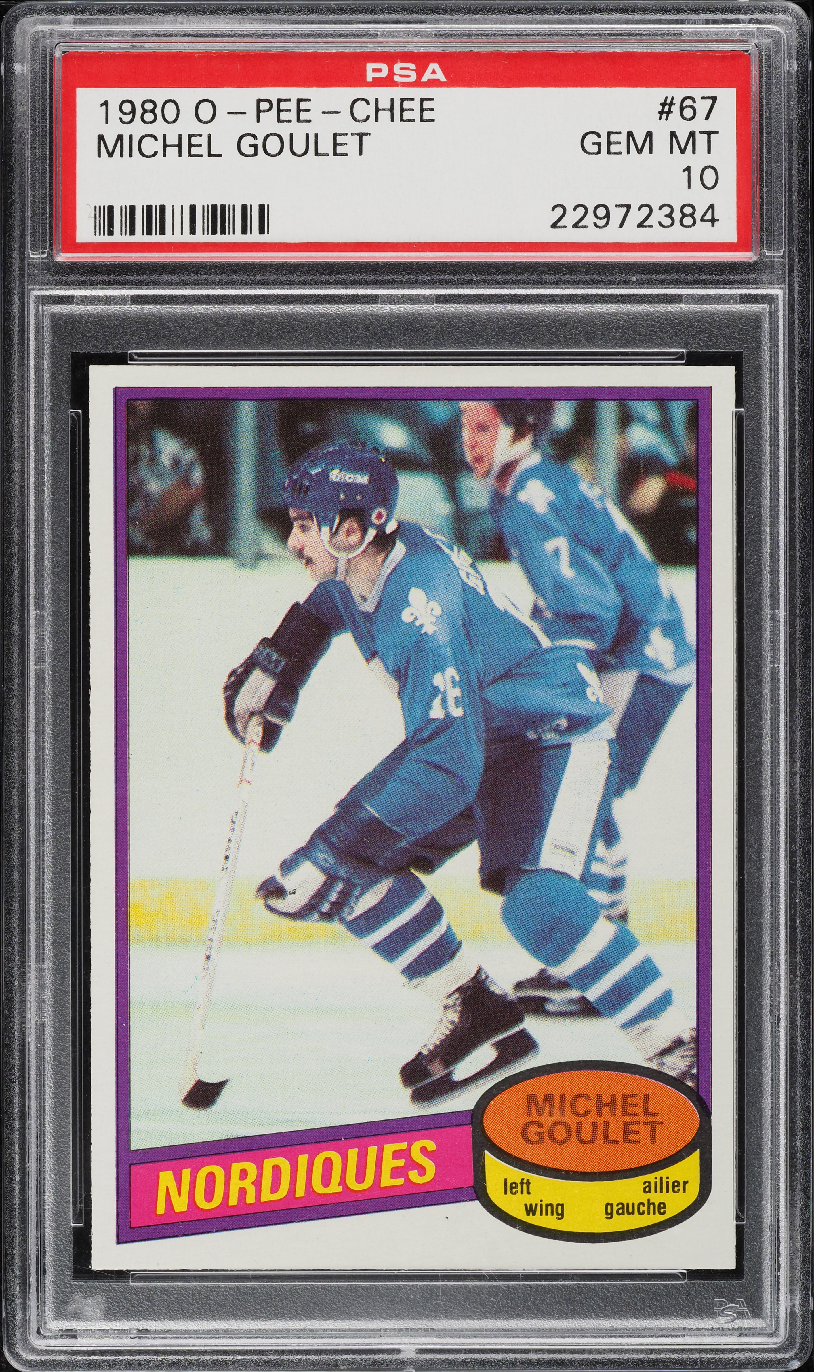 1980 O-Pee-Chee Hockey Michel Goulet ROOKIE #67 PSA 10 GEM MINT