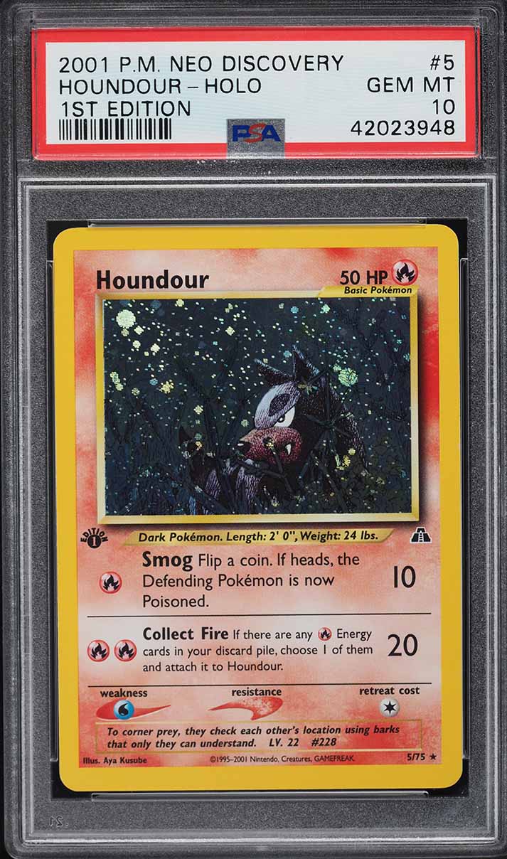 2001 Pokemon Neo Discovery 1st Edition Holo Houndour #5 PSA 10 GEM MINT