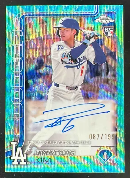 2025 Topps Chrome Rookie Aqua Wave Refractor #RA-HYE Hyeseong Kim RC Auto /199