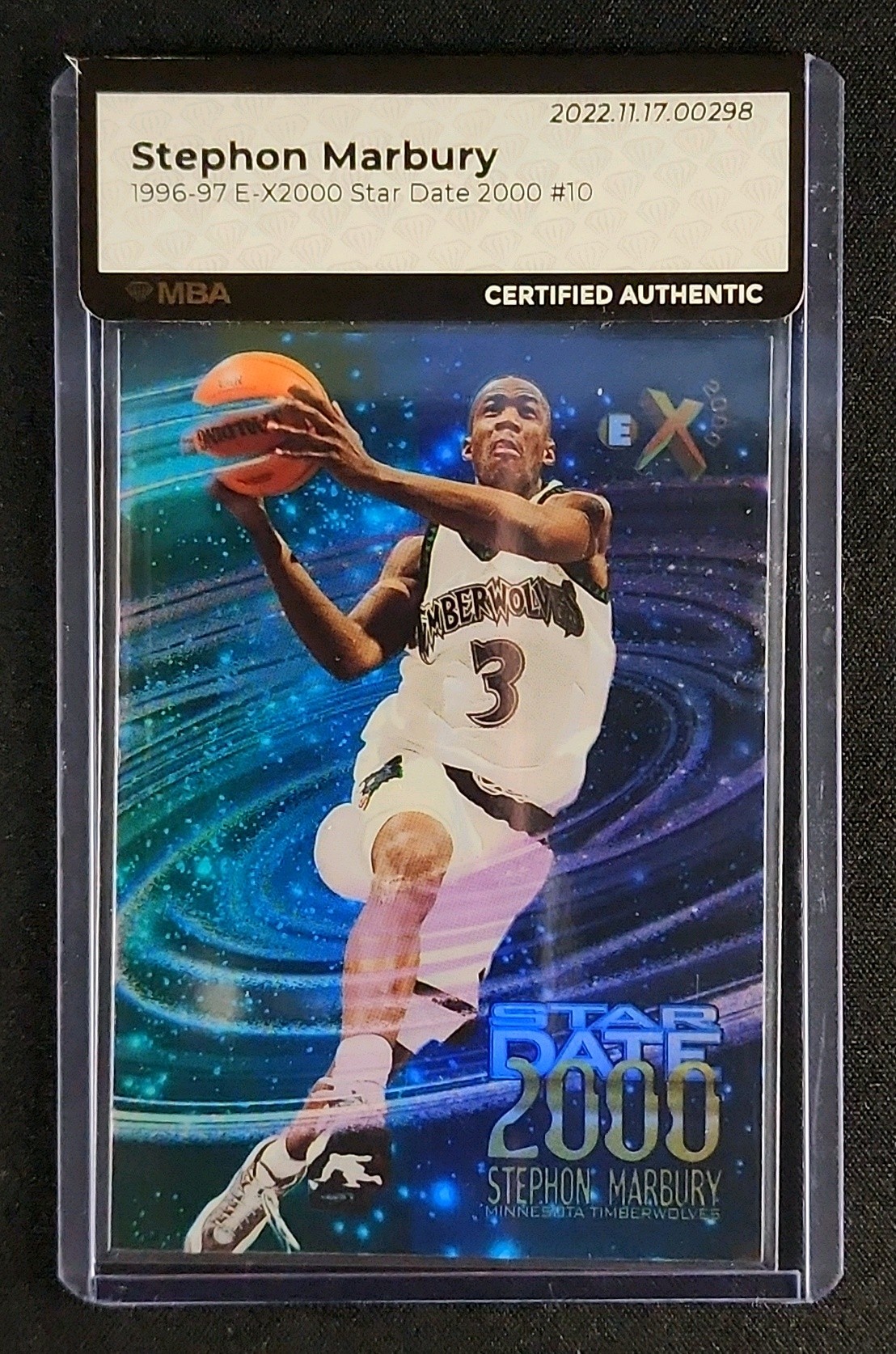 1996 Skybox E-X2000 Star Date 2000 Stephon Marbury ROOKIE #10 MBA AUTH