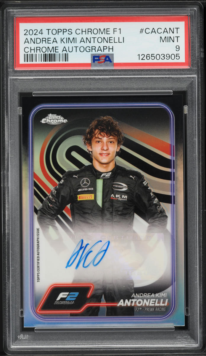 2024 Topps Chrome Formula 1 F2 Andrea Kimi Antonelli ROOKIE AUTO #CAC-ANT PSA 9 MINT