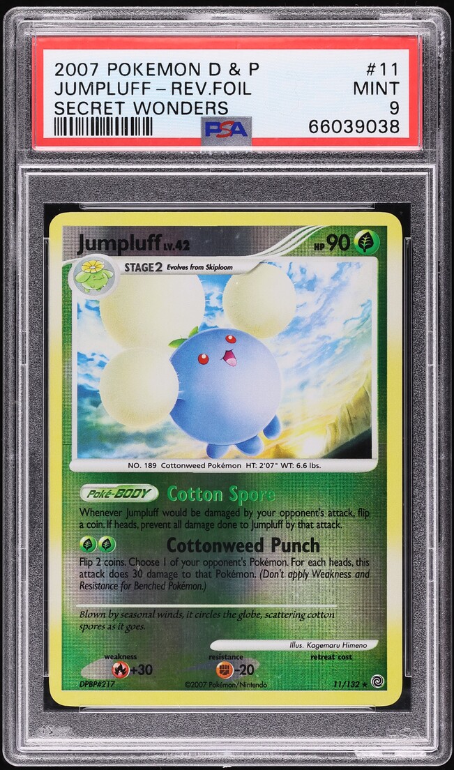 2007 Pokemon Diamond & Pearl Secret Wonders Reverse Holo Jumpluff #11 PSA 9 MINT