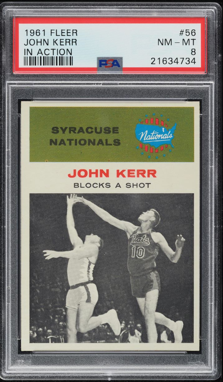 1961 Fleer Basketball John Kerr IN ACTION #56 PSA 8 NM-MT