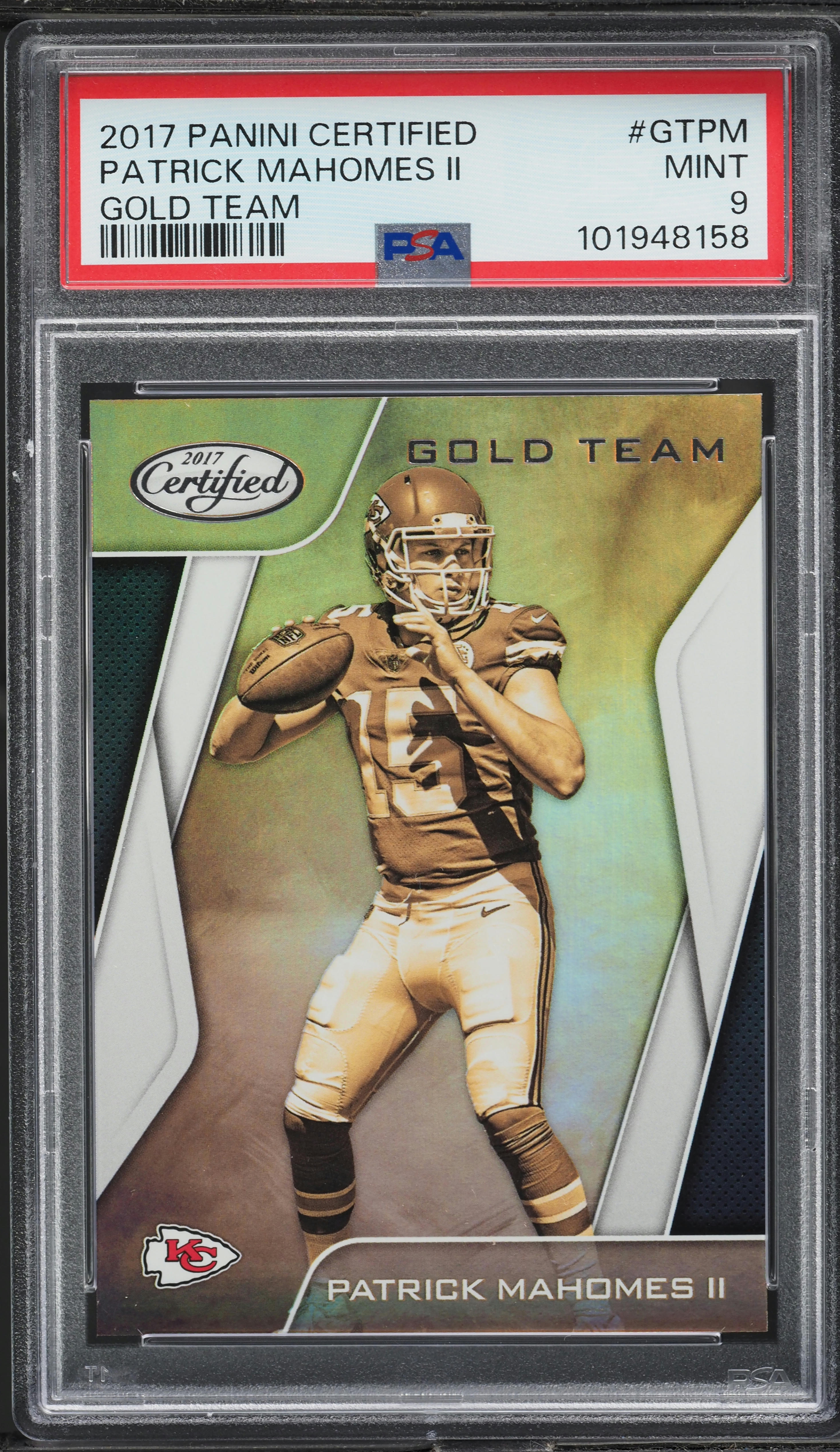 2017 Panini Certified Gold Team Patrick Mahomes II ROOKIE #GTPM PSA 9 MINT