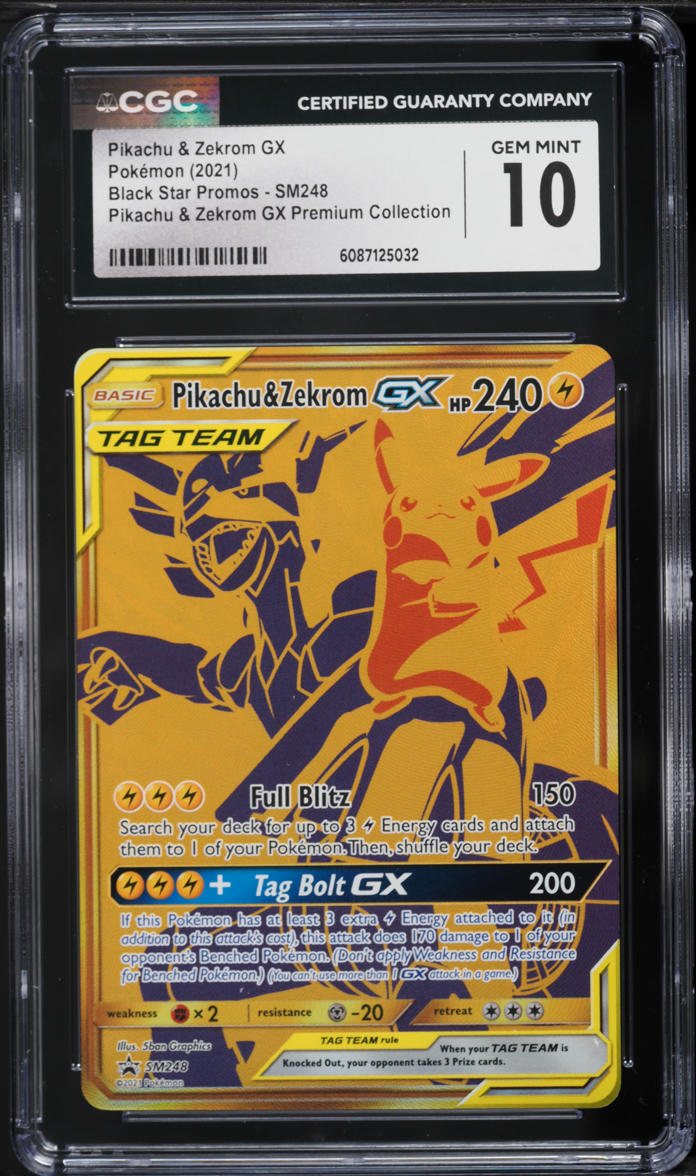 2021 Pokemon SM Black Star Promo Premium Full Art Pikachu & Zekrom GX #SM248 CGC 10 GEM MINT