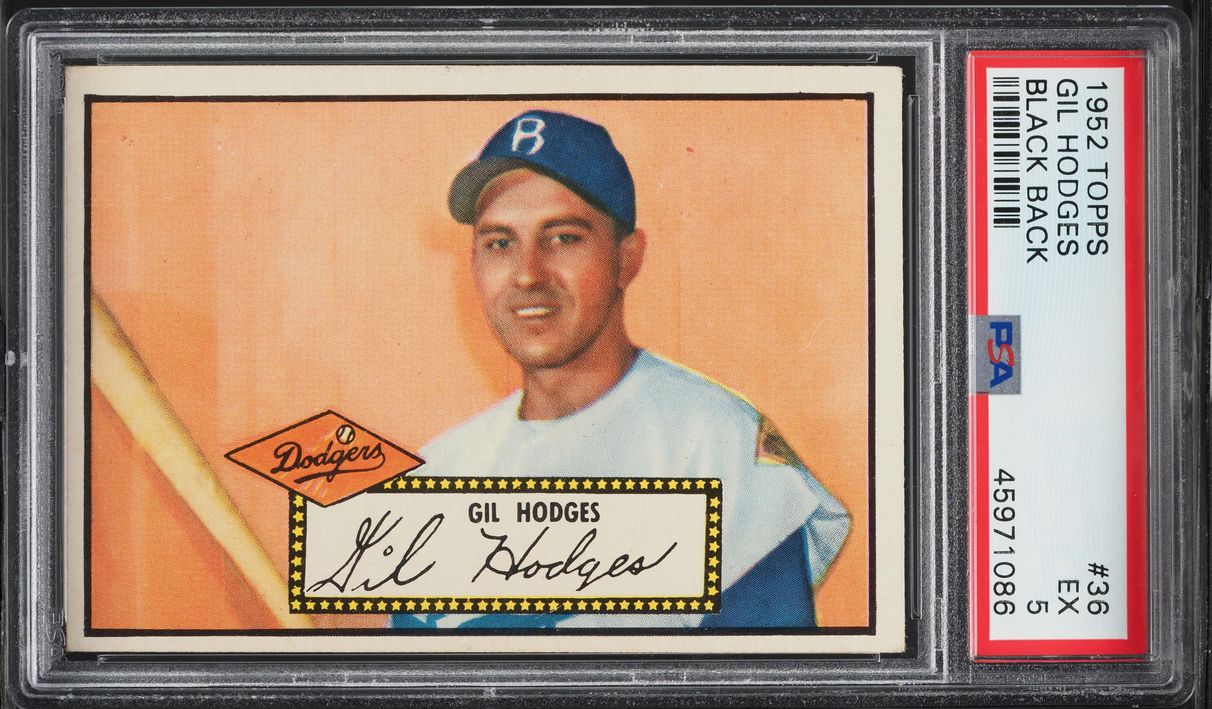 1952 Topps Gil Hodges BLACK BACK #36 PSA 5 EX