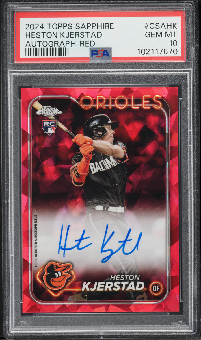 2024 Topps Chrome Sapphire Red Heston Kjerstad RC AUTO /5 #CSAHK PSA 10 GEM MINT