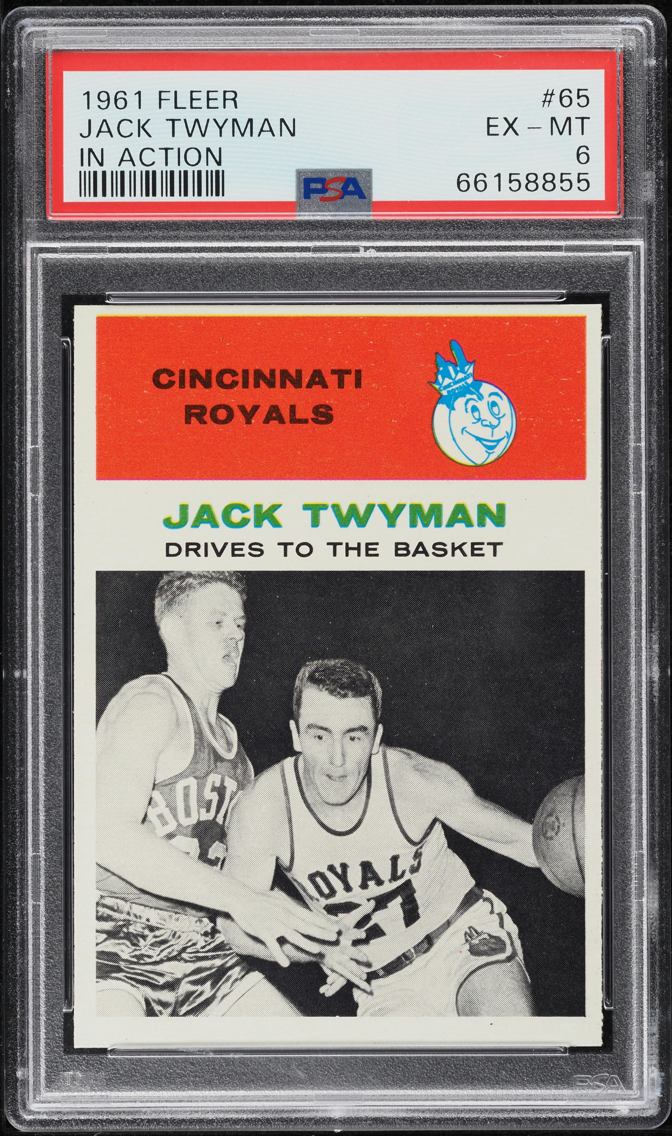 1961 Fleer Basketball Jack Twyman IN ACTION #65 PSA 6 EXMT