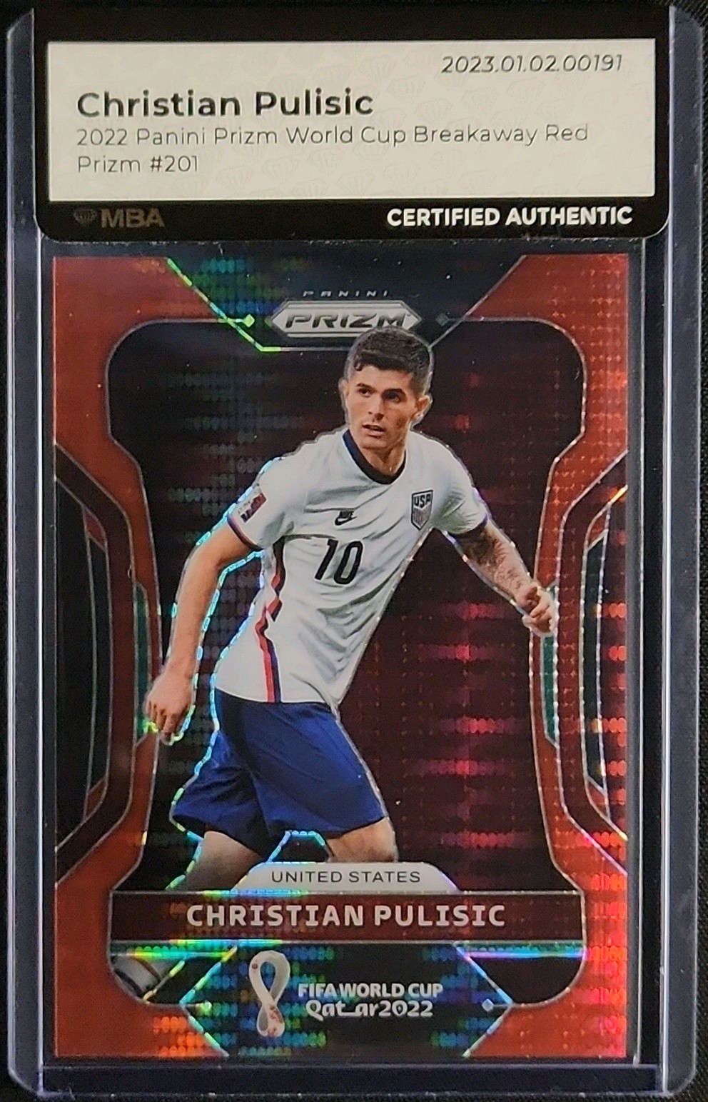 2022 Panini Prizm World Cup Breakaway Red Christian Pulisic /99 #201 MBA AUTH