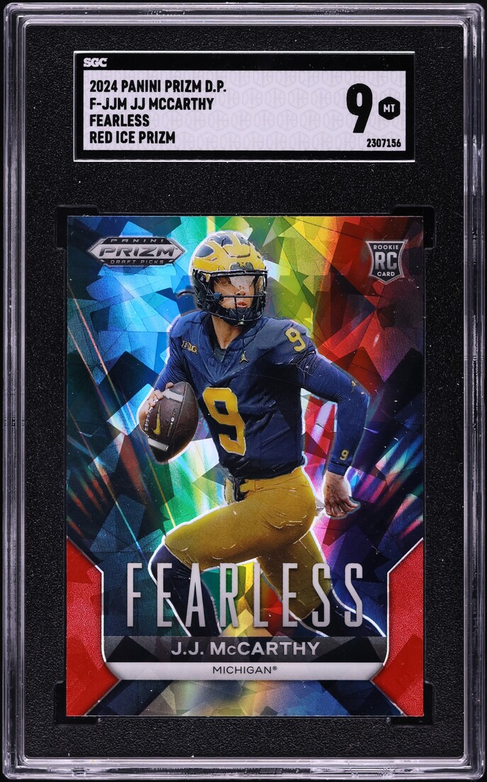2024 Panini Prizm Draft Fearless Red Ice J.J. McCarthy ROOKIE #F-JJM SGC 9 MINT