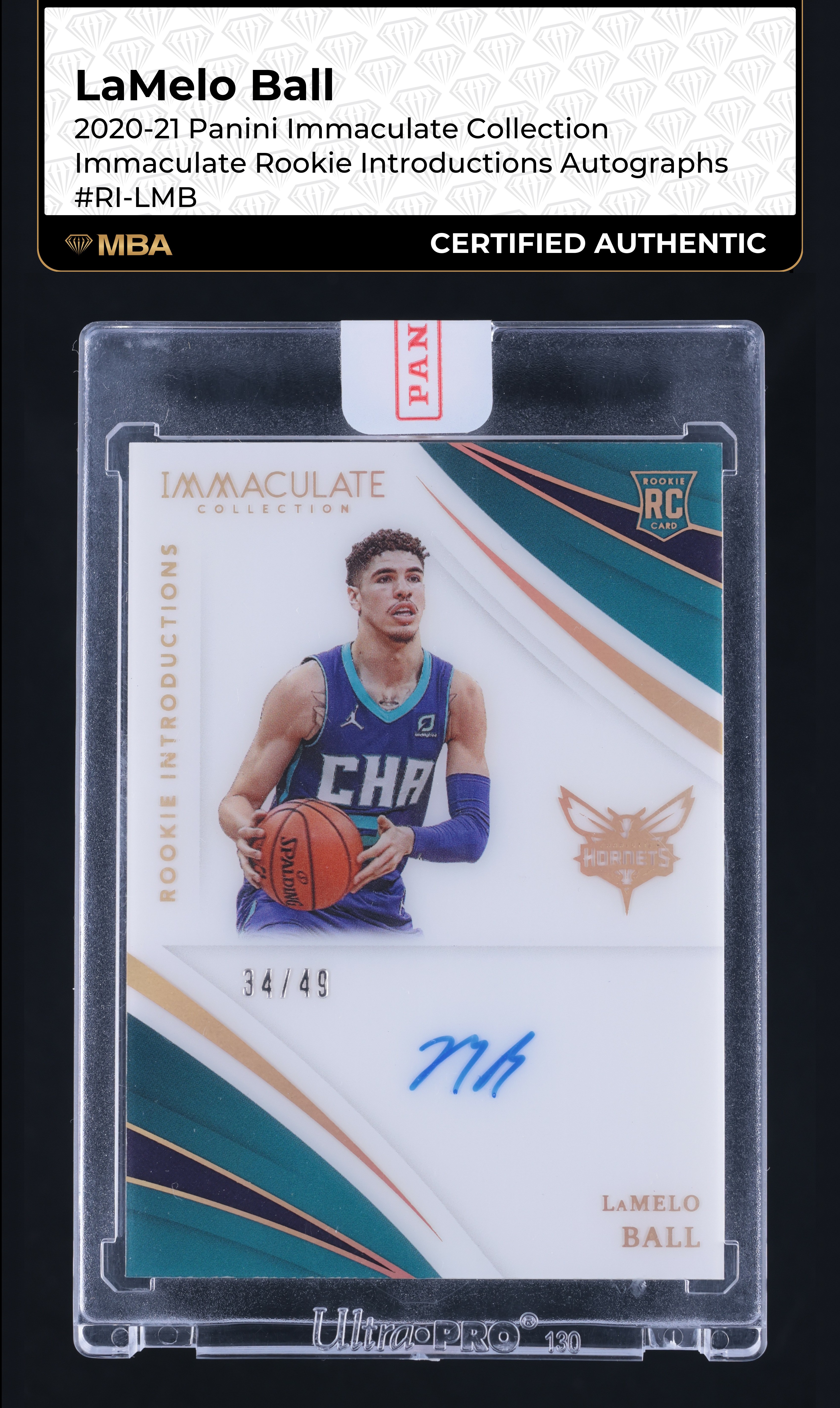 2020 Immaculate Collection Introductions LaMelo Ball ROOKIE AUTO /49 MBA AUTH