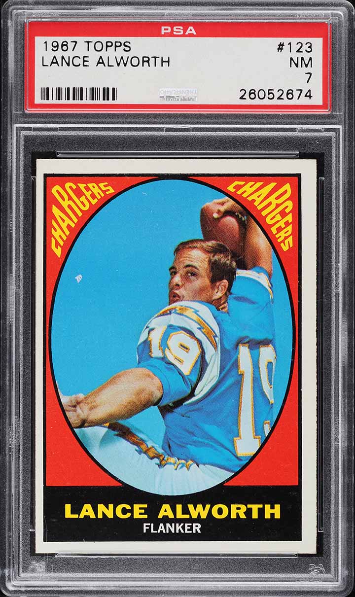 1967 Topps Football Lance Alworth #123 PSA 7 NRMT