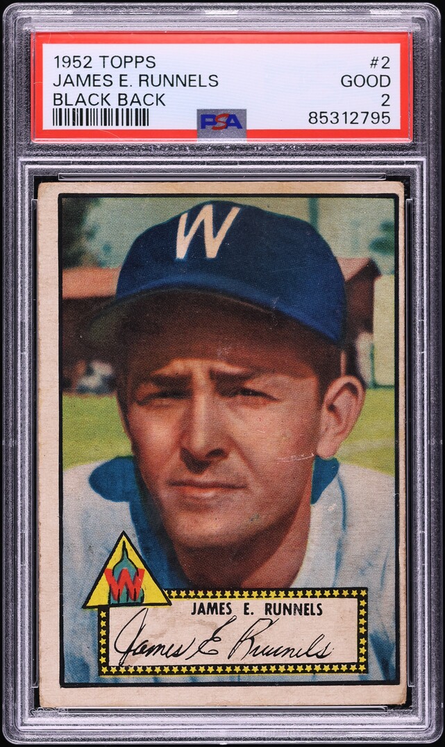 1952 Topps James E. Runnels ROOKIE, BLACK BACK #2 PSA 2 GD