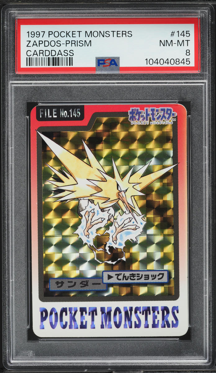 1997 Pokemon Japanese Pocket Monsters Carddass Prism Zapdos #145 PSA 8 NM-MT