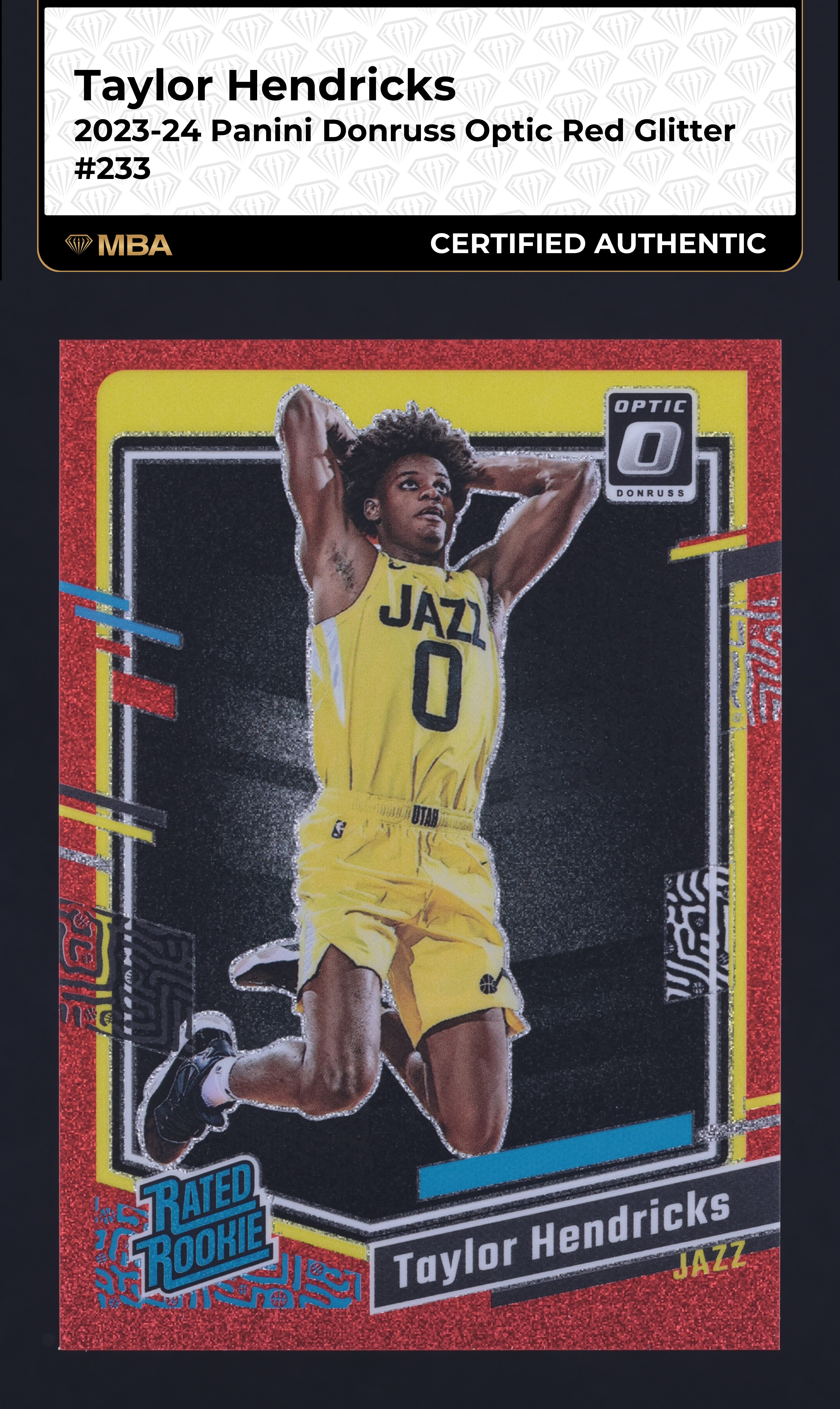 2023 Donruss Optic Red Glitter Taylor Hendricks ROOKIE /75 #233 MBA AUTH