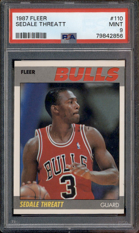 1987 Fleer #110 Sedale Threatt PSA 9