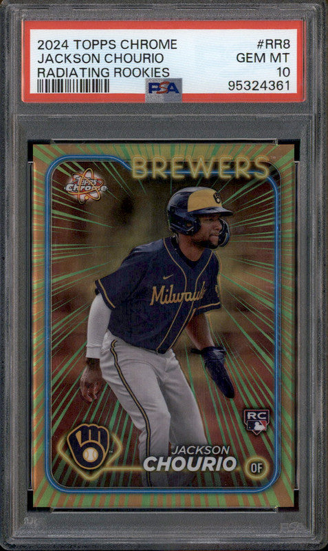 2024 Topps Chrome Radiating Rookies #RR8 Jackson Chourio RC Rookie PSA 10