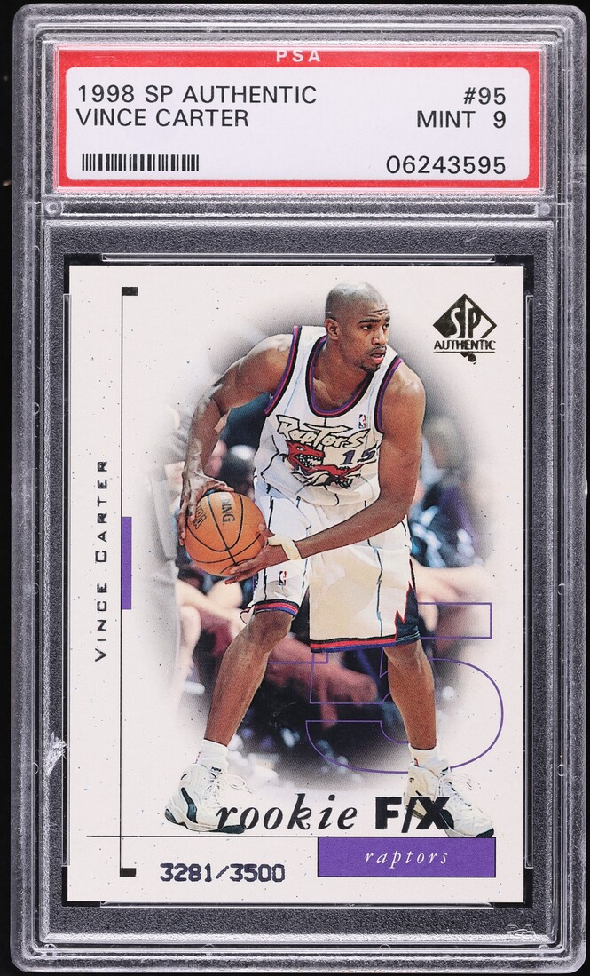 1998 SP Authentic Vince Carter ROOKIE /3500 #95 PSA 9 MINT