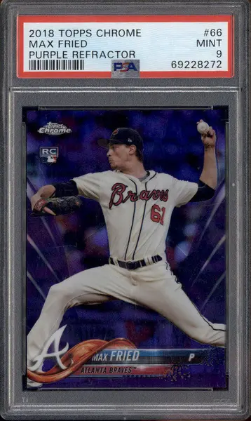 2018 Topps Chrome Purple Refractor #66 Max Fried RC /299 PSA 9