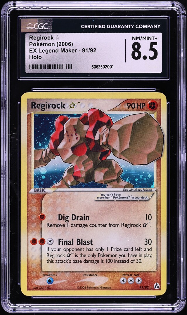 2006 Pokemon EX Legend Maker Holo Regirock Gold Star #91 CGC 8.5 NM-MT+