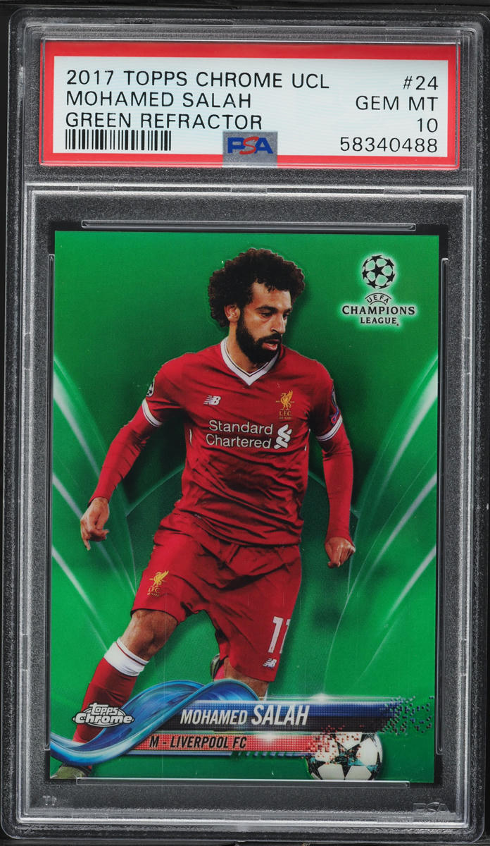 2017 Topps Chrome UEFA Green Refractor Mohamed Salah /99 #24 PSA 10 GEM MINT