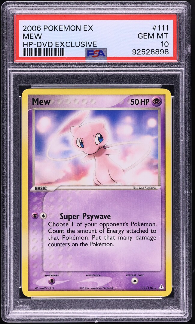 2006 Pokemon EX Holon Phantoms HP DVD Exclusive Mew #111 PSA 10 GEM MINT