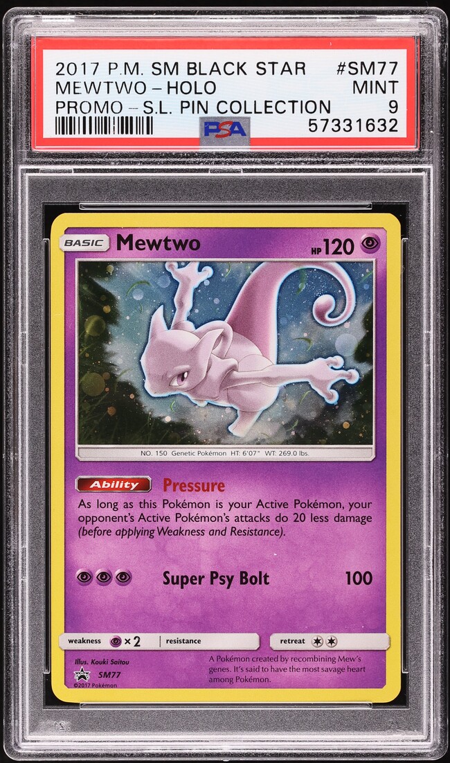 2017 Pokemon Sun & Moon Promo Shining Legends Collection Holo Mewtwo #SM77 PSA 9 MINT