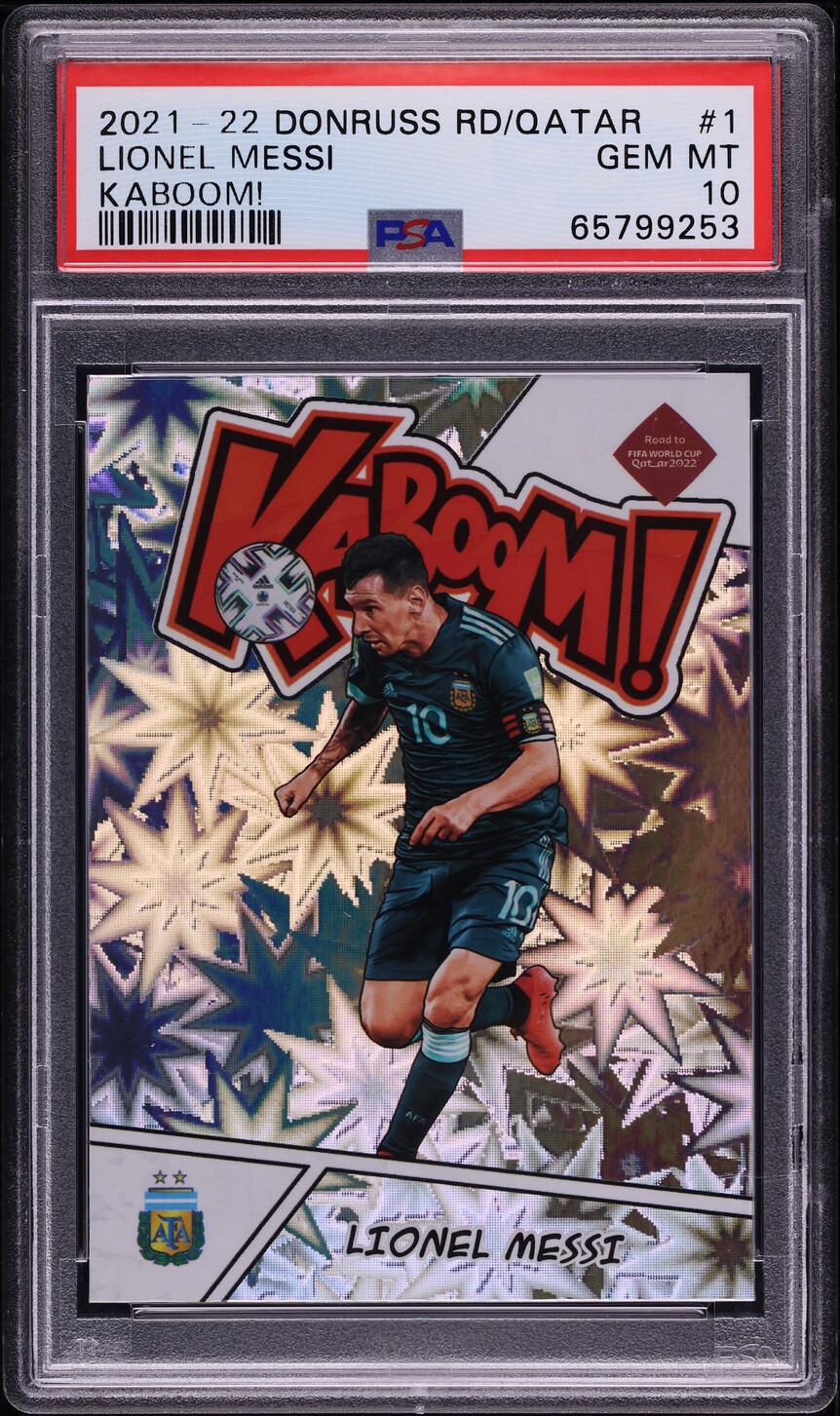 2021 Donruss Road To Qatar Kaboom! Lionel Messi #1 PSA 10 GEM MINT