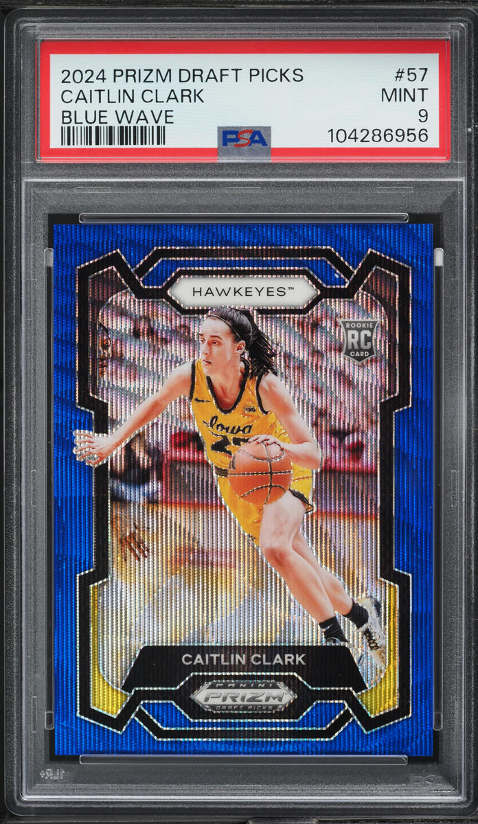 2024 Panini Prizm Draft Picks Blue Wave Caitlin Clark ROOKIE /249 #57 PSA 9 MINT